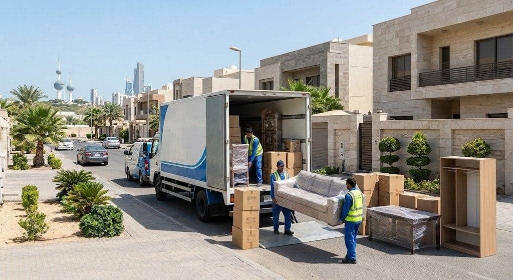 فريق عمل محترف يقوم بتغليف ونقل الأثاث بعناية فائقة ضمن خدمات نقل عفش حي بدر بالدمام لضمان حماية الممتلكات ووصولها بأمان تام وبدون أي خدوش.