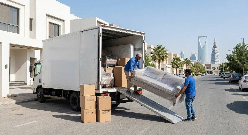 أثاث وصناديق مغلفة باحترافية وأمان وجاهزة للنقل ضمن خدمات نقل عفش حي الدواسر بالدمام لضمان الحفاظ على الممتلكات وتوفير تجربة مريحة.